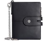 YTBHSHXZ Cartera de Cuero Genuino for Hombre con Monedero Cremallera, Tarjetero Delgado for 14 Tarjetas crédito(Black)