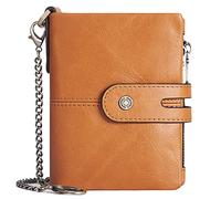 YTBHSHXZ Cartera de Cuero Genuino for Hombre con Monedero Cremallera, Tarjetero Delgado for 14 Tarjetas crédito(Oranje)