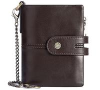 YTBHSHXZ Cartera de Cuero Genuino for Hombre con Monedero Cremallera, Tarjetero Delgado for 14 Tarjetas crédito(Bruin)