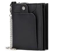 YTBHSHXZ Cartera Delgada de Cuero Genuino con Llavero y Tarjetero(Black)