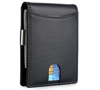 YTBHSHXZ Cartera for Hombre con Bloqueo, Billetera Delgada de Cuero Plegable Clip for dólares, Multifuncional 9 Ranuras for Tarjetas(Black)