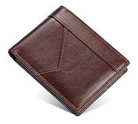 YTBHSHXZ Cartera for Hombre con Bloqueo, Dos Compartimentos for Billetes y una Ventana for DNI. Tarjetero de Piel(Bruin)