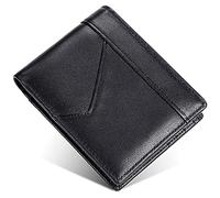 YTBHSHXZ Cartera for Hombre con Bloqueo, Dos Compartimentos for Billetes y una Ventana for DNI. Tarjetero de Piel(Black)