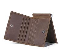 YTBHSHXZ Cartera for Hombre con Bloqueo. Retro de Tres Pliegues, Ventana for identificación, Foto, Carpeta for Billetes, Carteras Minimalistas(Bruin)