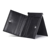 YTBHSHXZ Cartera for Hombre con Bloqueo. Retro de Tres Pliegues, Ventana for identificación, Foto, Carpeta for Billetes, Carteras Minimalistas(Black)