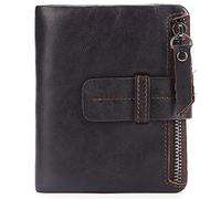 YTBHSHXZ Cartera for Hombre con Bloqueo, Tarjetero, Monedero, Billetera Delgada de Cuero Genuino, Plegable(Grijs)
