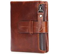 YTBHSHXZ Cartera for Hombre con Bloqueo, Tarjetero, Monedero, Billetera Delgada de Cuero Genuino, Plegable(Bruin)