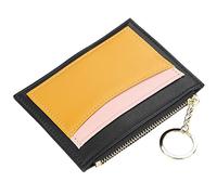 YTBHSHXZ Cartera Minimalista Plegable de Cuero Genuino con Bolsillo for Monedas y Cremallera(Black)