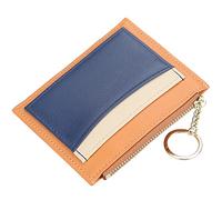 YTBHSHXZ Cartera Minimalista Plegable de Cuero Genuino con Bolsillo for Monedas y Cremallera(Oranje)