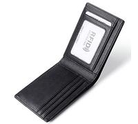 YTBHSHXZ Cartera pequeña de Dos Pliegues for Hombre, Suave al Tacto, con Bloqueo Tarjetas crédito(Black)