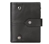 YTBHSHXZ Carteras de Cuero for Hombre, Monedero Delgado, con Cremallera, Tarjetero, Genuino(Black)