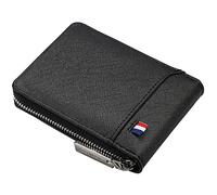 YTBHSHXZ Carteras for Hombre funcionales con Bloqueo, diseño pequeño y Compacto, de Piel auténtica Fina Genuina(Black)