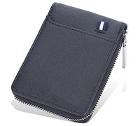 YTBHSHXZ Carteras for Hombre funcionales con Bloqueo, diseño pequeño y Compacto, de Piel auténtica Fina Genuina(Grijs)