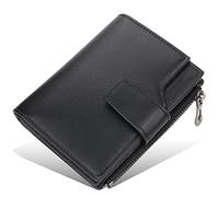 YTBHSHXZ Carteras for Hombre, multifunción, de Cuero, con Bloqueo, Delgadas, tarjeteros, Minimalistas, Bolsillo Frontal(Black)