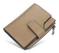 YTBHSHXZ Carteras for Hombre, multifunción, de Cuero, con Bloqueo, Delgadas, tarjeteros, Minimalistas, Bolsillo Frontal(Beige)