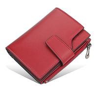 YTBHSHXZ Carteras for Hombre, multifunción, de Cuero, con Bloqueo, Delgadas, tarjeteros, Minimalistas, Bolsillo Frontal(Red)
