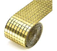 YTBHSHXZ cintas decorativas, Cenefas autoadhesivas multicolor con mini azulejos cuadrados de espejo 1 m x 4 cm for bricolaje en el hogar(Silver)