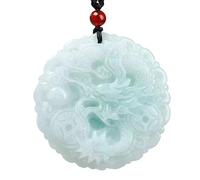 YTBHSHXZ Colgante de jade blanco natural con forma dragón, collar dije, joyería tallada a mano, amuleto la suerte for hombre y mujer(B 4.9cm)