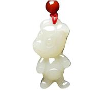 YTBHSHXZ Colgante de jade del zodiaco chino, amuleto, blanco natural, collar for hombre, jadeíta tallada for mujer(Dogs)