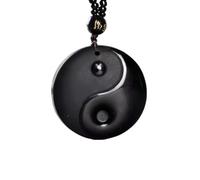 YTBHSHXZ Colgante de obsidiana natural con forma dragón y fénix los ocho trigramas, amuleto la paz(B)