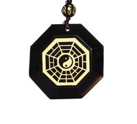 YTBHSHXZ Colgante de obsidiana natural con forma dragón y fénix los ocho trigramas, amuleto la paz(D)