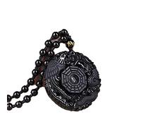 YTBHSHXZ, Collar con colgante de obsidiana negra con diseño de dragón y fénix, talla única, Obsidiana, Ágata