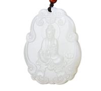 YTBHSHXZ Collar con colgante de obsidiana pura natural, amuleto talismán del Bodhisattva zodiaco(Ru Yi Kwanyin Pendant)
