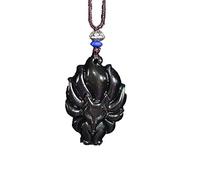 YTBHSHXZ, Collar con colgante de zorro de nueve colas de obsidiana arcoíris, talla única, Obsidiana, Ágata