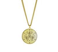 YTBHSHXZ collares, Colgante Talismán Mágico Enoquiano Sobrenatural AGLA Hexagrama, Pentagrama, Triángulos y Círculos Concéntricos(Gold)