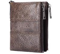 YTBHSHXZ con pequeño Bolsillo for Dinero, Bloqueo de Cuero Genuino con for Monedas Cremallera(Bruin)