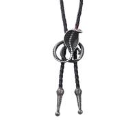 YTBHSHXZ Corbatín bolo, Corbata de cuerda cuero sintético trenzado estilo punk occidental con colgante serpiente cobra metal vintage