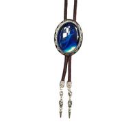 YTBHSHXZ Corbatín bolo, Corbata de rodeo con cordón ajustable y colgante piedra ovalada, estilo vaquero occidental, azul 14, talla única