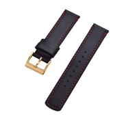YTBHSHXZ correa de reloj, Correa de cuero genuino for reloj, hebilla de Pin, correas de reloj de liberación rápida, correa de muñeca(Black Red Gold,20mm)