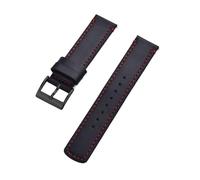 YTBHSHXZ correa de reloj, Correa de cuero genuino for reloj, hebilla de Pin, correas de reloj de liberación rápida, correa de muñeca(Black Red Black,20mm)