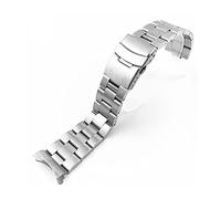 YTBHSHXZ correa de reloj, Correa de reloj de acero inoxidable sólido con extremos curvos for hombre con pasadores(Silver,20mm)