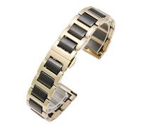 YTBHSHXZ correa de reloj， Correa de reloj de cerámica en acero inoxidable, correa de reloj, relojes de pulsera a la moda for hombre, banda for relojes(Gold black,22mm)