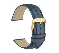 YTBHSHXZ correa de reloj， Correa de reloj de piel de becerro, material suave, correa de muñeca, correa de reloj, hebilla dorada(Navy BlueGold,24mm)