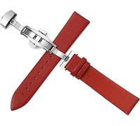 YTBHSHXZ Correa de reloj cuero Leat 10 mm a 22, correa suave y fina con hebilla mariposa(Red 18mm)
