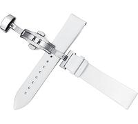 YTBHSHXZ Correa de reloj cuero Leat 10 mm a 22, correa suave y fina con hebilla mariposa(White 18mm)