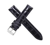 YTBHSHXZ Correa de reloj cuero Leat 13-20 mm con hebilla acero inoxidable(Black Type2 Silver)