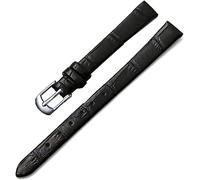 YTBHSHXZ Correa de reloj cuero Leat for mujer, 8 mm y 10, accesorios for, correa repuesto con hebilla pasador(BlackSilver)