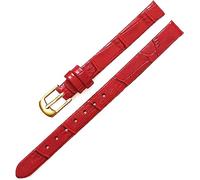 YTBHSHXZ Correa de reloj cuero Leat for mujer, 8 mm y 10, accesorios for, correa repuesto con hebilla pasador(RedGold)