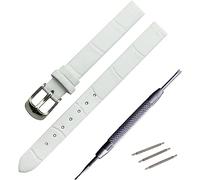 YTBHSHXZ Correa de reloj Leat cuero suave vintage for mujer, con hebilla plateada, 8 mm y 10, accesorios for(White)