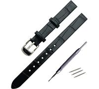 YTBHSHXZ Correa de reloj Leat cuero suave vintage for mujer, con hebilla plateada, 8 mm y 10, accesorios for(Black)