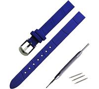 YTBHSHXZ Correa de reloj Leat cuero suave vintage for mujer, con hebilla plateada, 8 mm y 10, accesorios for(Blue)