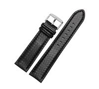YTBHSHXZ Correa de reloj Leat for hombre fibra carbono 18 mm a 24 con costura roja y cierre piel(Black Pin Clasp)