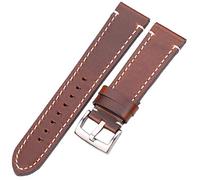 YTBHSHXZ Correas de reloj de cuero, correa cosida a mano Cuero for hombres y mujeres 18 20 22 24 mm Correa Hebilla de acero inoxidable
