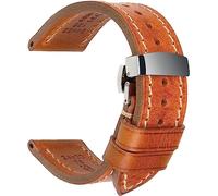 YTBHSHXZ Correas de reloj Leat 18 mm, 20, 22 y 24, correa vintage cuero genuino con cierre hebilla mariposa(Light Brown 18)