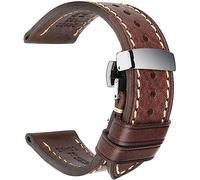 YTBHSHXZ Correas de reloj Leat 18 mm, 20, 22 y 24, correa vintage cuero genuino con cierre hebilla mariposa(Coffee20)