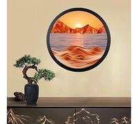 YTBHSHXZ Cuadro de arena for colgar en la pared, rotación 360°, multicolor, 44 cm diámetro, cristal, marco madera maciza(B)